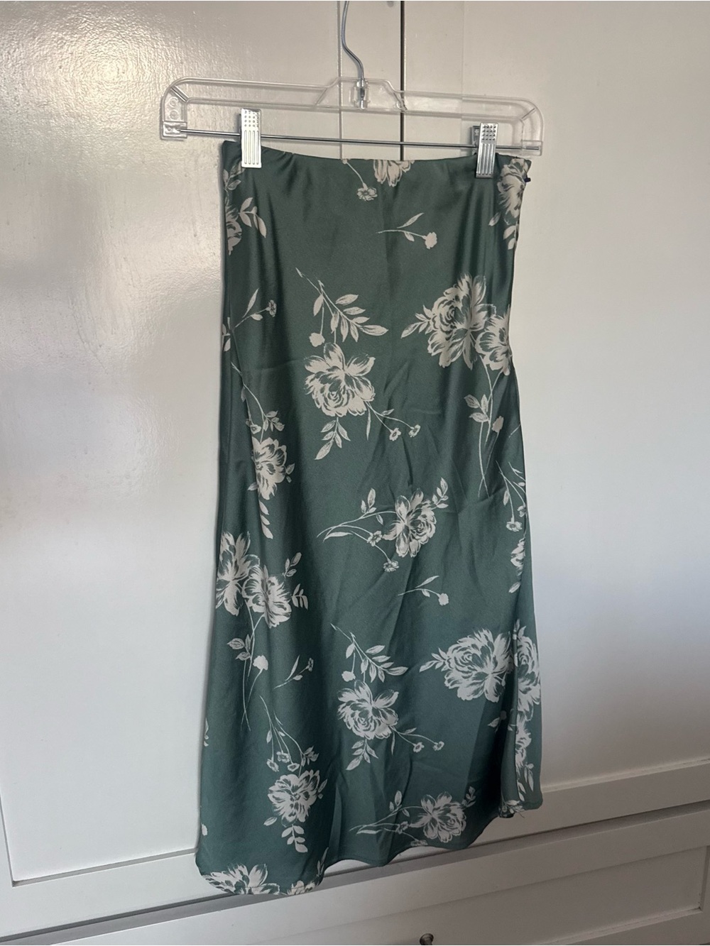 Sage Green Floral Midi Skirt